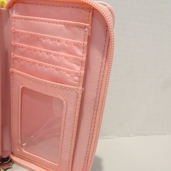 Disney Lilo & Stitch Angel Pink Tropical Design Wristlet Wallet Strap Zip Around - Picture 5 of 7